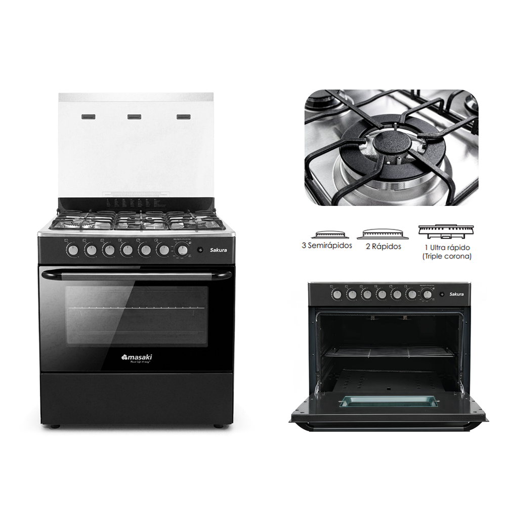 COCINA PLANA 6 PTS MESA INOX 3QR 2UQR 1T.C RT 803-4 MASAKI